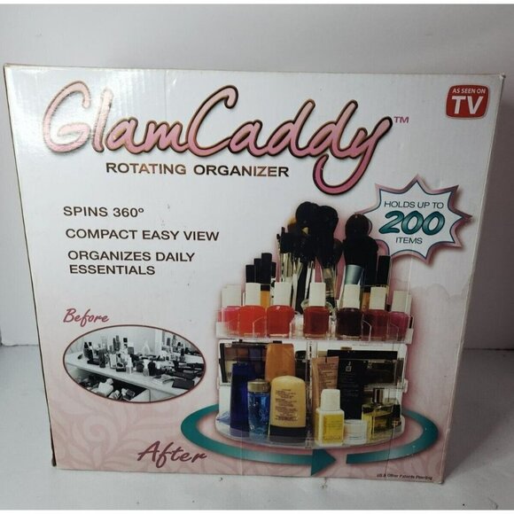 Glam Caddy Rotating Cosmetic Organizer Holds Up To 200 Items Spins 360 Clear NEW - Picture 1 of 6